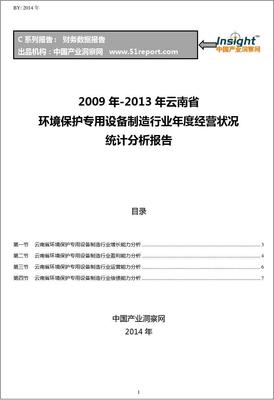 2009-2013年云南省环境保护专用设备制造行业经营状况分析年报